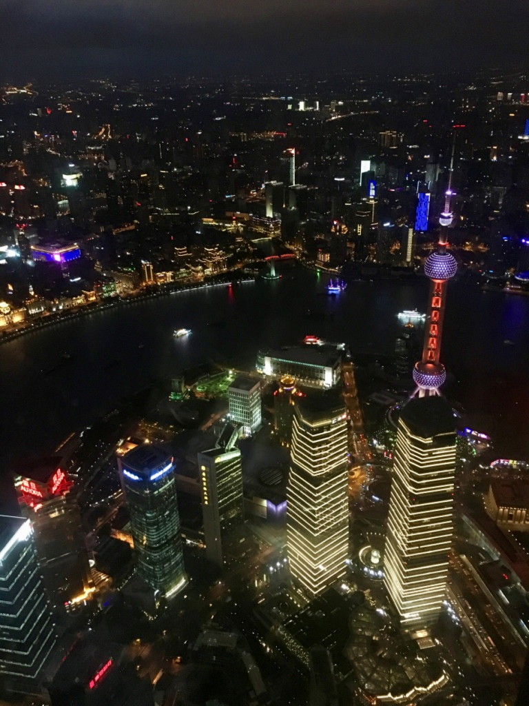 vue de nuit depuis la tour de Shanghai