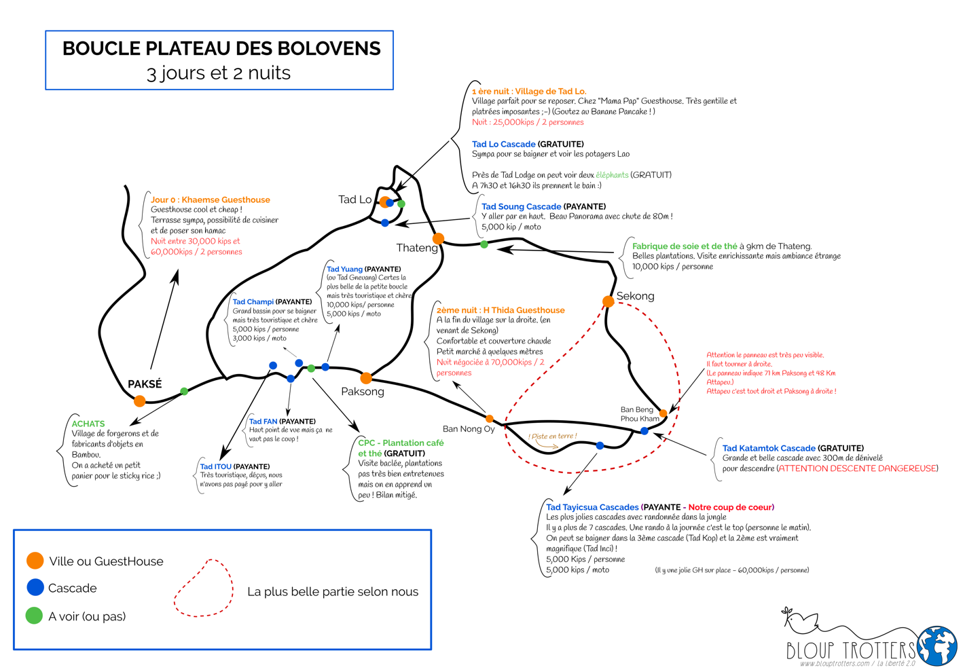 Carte boucle plateau des Bolovens