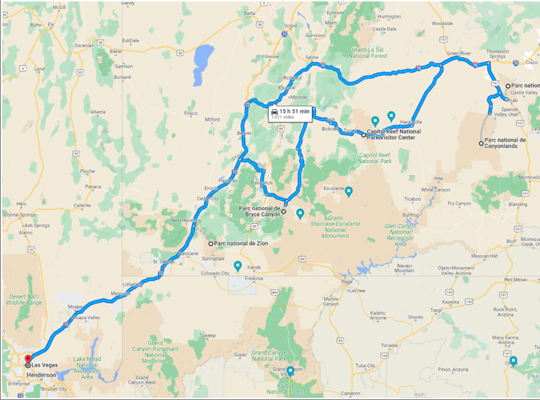 Utah Itineraire