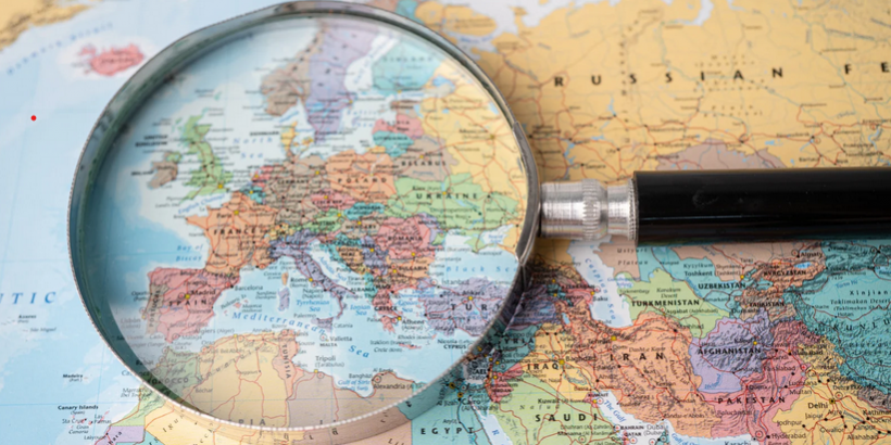 Carte du monde, continent européen